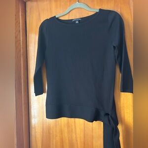 3/4 sleeve black shirt with waist tie design